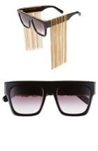 Women's Stella Mccartney 51mm Chain Fringe Square Sunglasses - Black/ Gold
