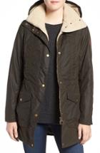 Women's Barbour 'bleaklow' Waxed Cotton Jacket With Faux Shearling Trim