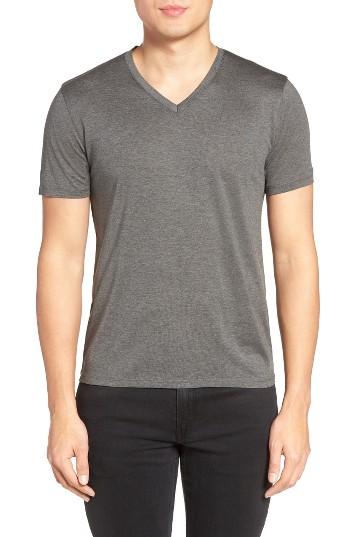 Men's Theory Silk & Cotton V-neck T-shirt - Black