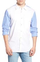 Men's French Connection Stripe Hybrid Sport Shirt, Size - Blue