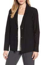 Women's Eileen Fisher Notch Collar Boxy Jacket, Size - Black