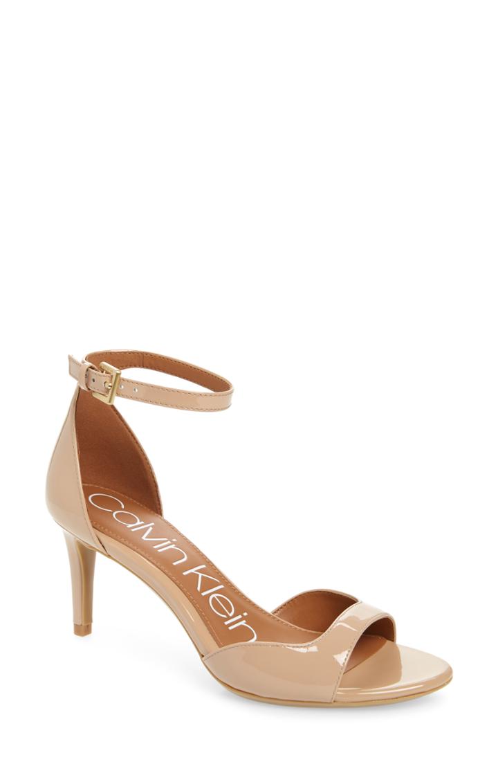 Women's Calvin Klein Luellen Ankle Strap Sandal .5 M - Beige
