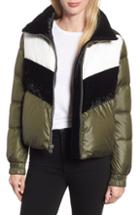 Women's Marc New York Chevron Stripe Puffer Jacket - Green