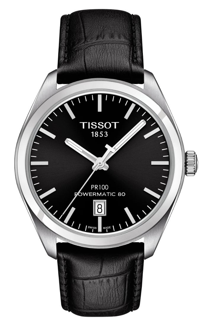 Women's Tissot Pr 100 Powermatic 80 Leather Strap Watch, 39mm
