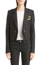 Women's Saint Laurent Spencer Crop Military Jacket Us / 36 Fr - Black