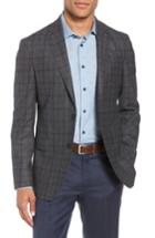 Men's Ted Baker London Konan Trim Fit Windowpane Wool Sport Coat S - Grey