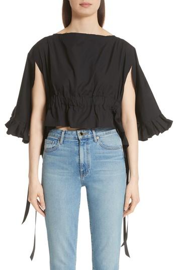 Women's Comme Des Garcons Crop Ruffle Top - Black