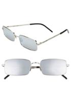 Women's Saint Laurent 56mm Rectangle Sunglasses - Silver/ Silver
