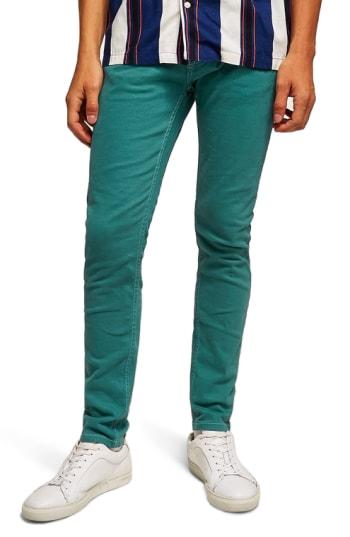 Men's Topman Contrast Stitch Skinny Fit Jeans R - Green
