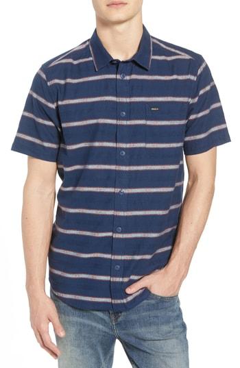 Men's Rvca Outer Sunset Woven Shirt - Blue