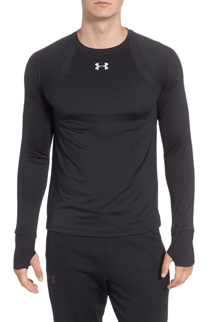 Men's Under Armour Hexdelta Long Sleeve T-shirt, Size - Black