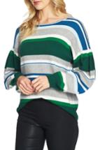 Women's Cece Stripe Balloon Sleeve Sweater, Size - Grey