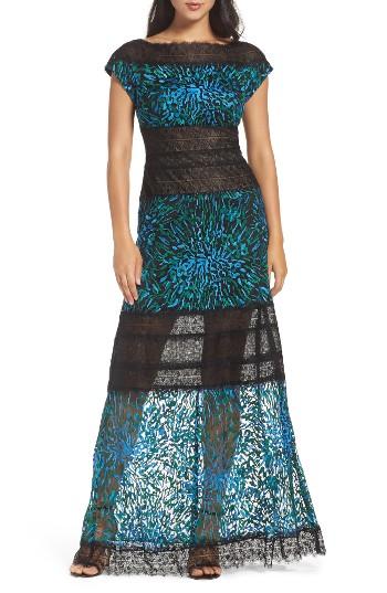 Women's Tadashi Shoji Lorraine Lace Gown - Blue