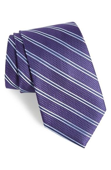 Men's Nordstrom Men's Shop Parktime Stripe Silk Tie, Size - Blue