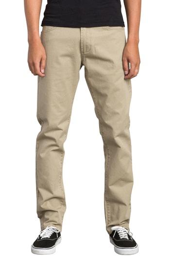 Men's Rvca 'daggers' Slim Fit Twill Pants - Beige