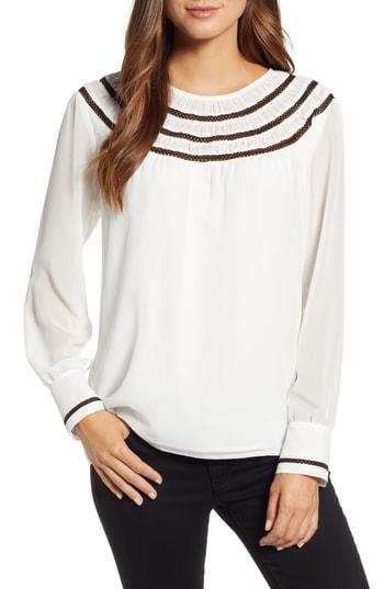 Women's Karl Lagerfeld Paris Lace Yoke Blouse - White