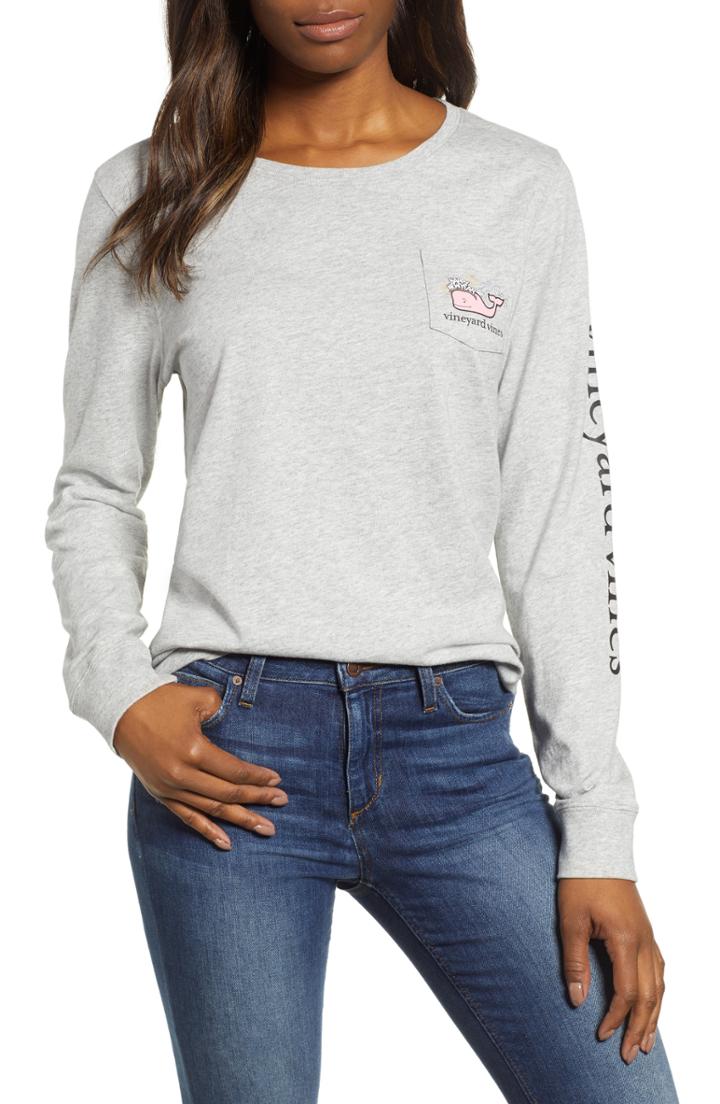 Women's Vineyard Vines New Years 2019 Long Sleeve Tee - Grey