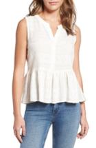 Women's Cupcakes And Cashmere Hughes Embroidered Peplum Top - Ivory