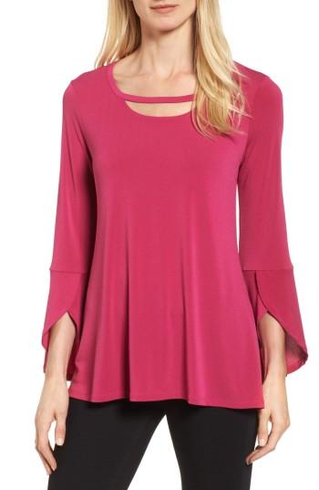 Women's Chaus Bell Sleeve Cutout Neck Top - Pink