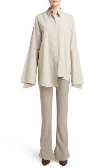 Women's Acne Studios Balzac Asymmetrical Poplin Blouse Us / 32 Eu - Beige