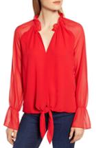 Women's Chelsea28 Ruffle Tie Hem Blouse, Size - Red