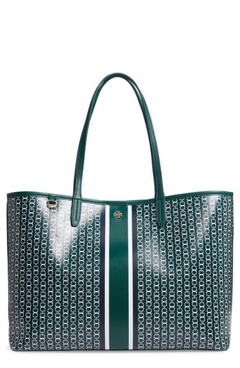 Tory Burch Gemini Link Coated Canvas Tote - Green