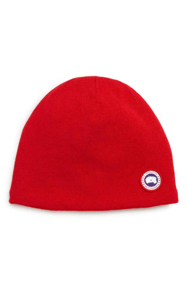 Men's Canada Goose Standard Wool Blend Beanie - Red