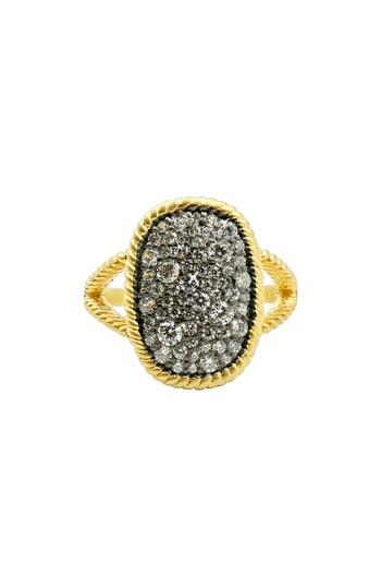 Women's Freida Rothman Gilded Cable Large Pave Cocktail Ring