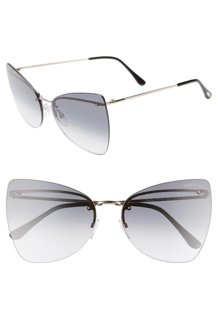 Women's Tom Ford Presley 61mm Butterfly Sunglasses - Rose Gold/ Black/ Smoke
