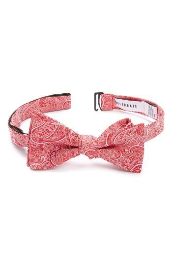 Men's Calibrate Floating Paisley Silk Bow Tie, Size - Orange