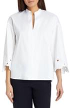 Women's Lafayette 148 New York Carla Embroidered Blouse, Size - White