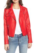 Women's Noisy May Allan Faux Leather Biker Jacket - Red