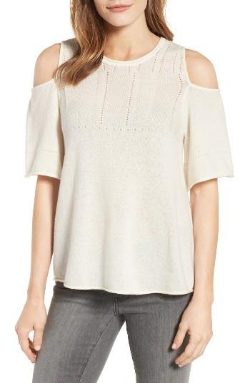 Women's Velvet By Graham & Spencer Cashmere Cold Shoulder Sweater - Ivory