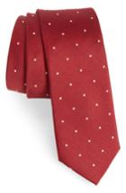 Men's The Tie Bar Dotted Report Silk & Wool Tie, Size - Red