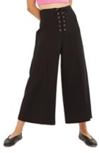 Women's Topshop Lace-up Wide Leg Crop Pants Us (fits Like 0) - Black