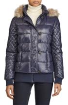 Women's Lauren Ralph Lauren Quilted Jacket With Faux Fur Trim - Blue