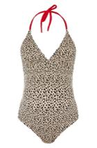 Women's Topshop Leopard Halter Maternity One-piece Swimsuit Us (fits Like 0-2) - Brown