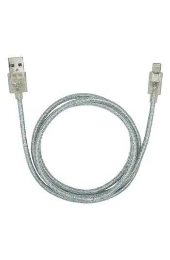 Candywirez 3-foot Clear Sparkle Lightning Charging Cable & Wall Charging Kit