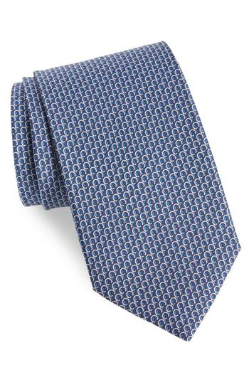 Men's Salvatore Ferragamo Filo Print Silk Tie, Size - Blue