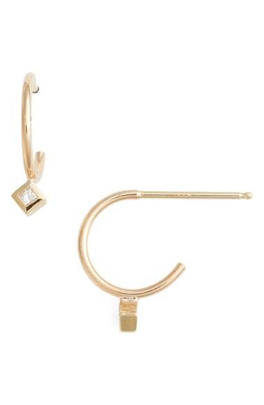 Women's Zoe Chicco Small Diamond Hoop Earrings