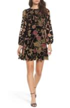 Petite Women's Eliza J Print Velvet Shift Dress P - Black