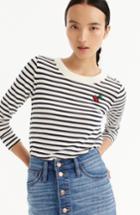 Women's J.crew Stripe Tippi Wool Sweater With Cherry Patch, Size - Ivory