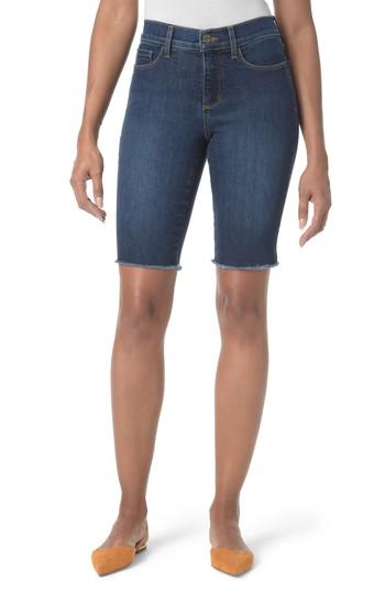 Women's Nydj Briella Fray Hem Denim Bermuda Shorts - Blue