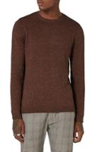 Men's Topman Side Ribbed Slim Fit Sweater, Size - Brown