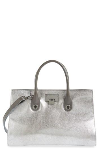 Jimmy Choo 'riley' Metallic Goatskin Leather Tote - Metallic