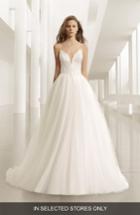 Women's Rosa Clara Pravia Lace & Crepe Plunge Gown With Tulle Ball Skirt, Size - Ivory