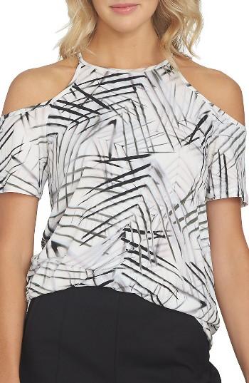 Women's 1.state High Neck Cold Shoulder Top, Size - White