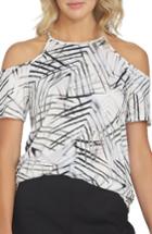 Women's 1.state High Neck Cold Shoulder Top, Size - White