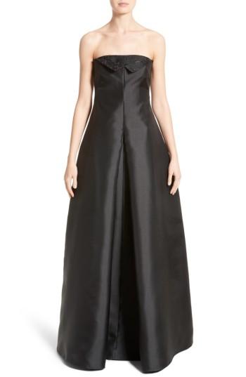 Women's Armani Collezioni Crystal Embellished Gazar Strapless Gown
