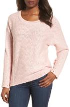 Women's Caslon Mix Stitch Swing Cotton Sweater - Pink